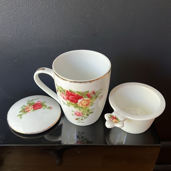 Rare Royal Albert Tea Strainer Mug Old Country Roses Tea Cup China - Picture 3 of 10